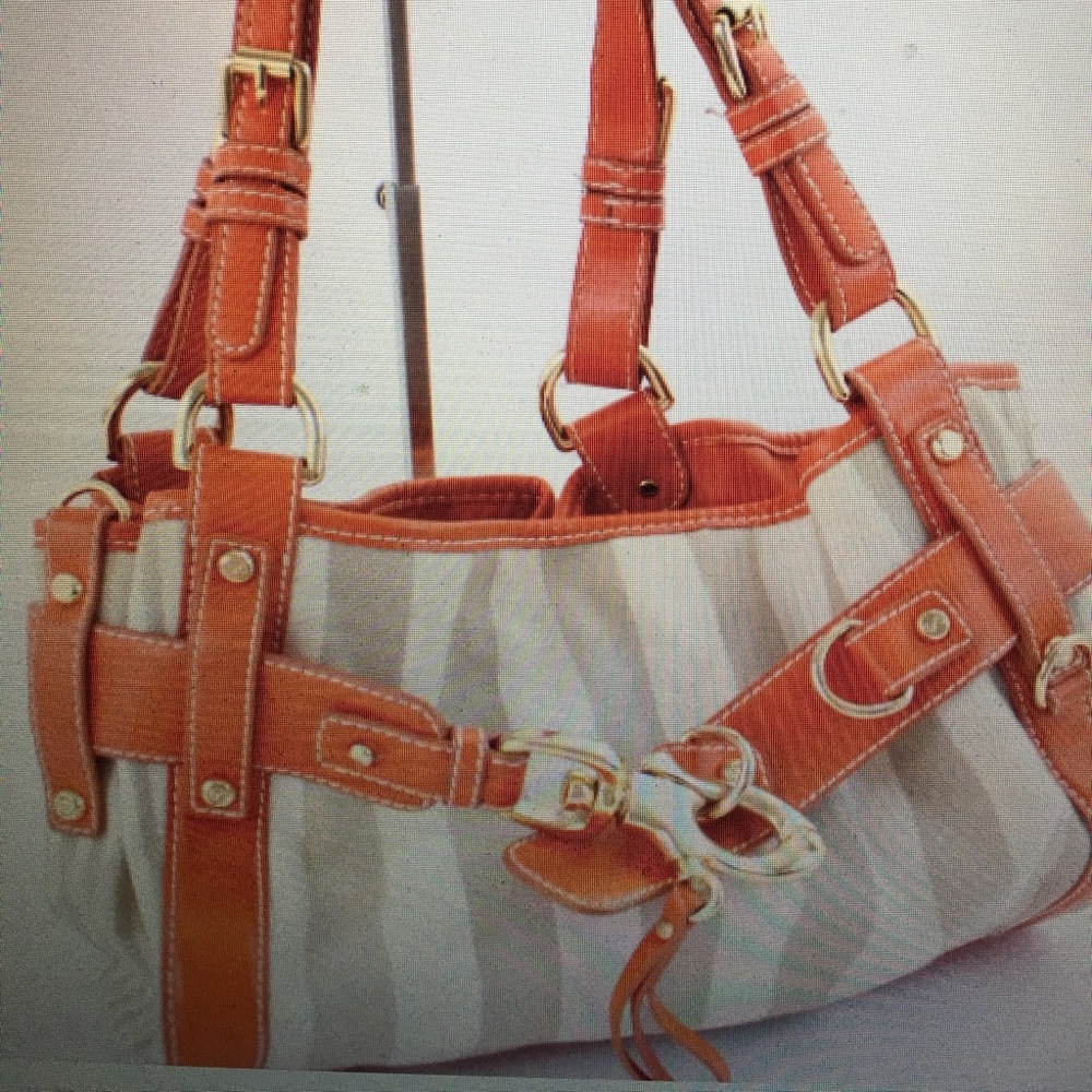 Orange and Cream canvas Francesco Biasia handbag